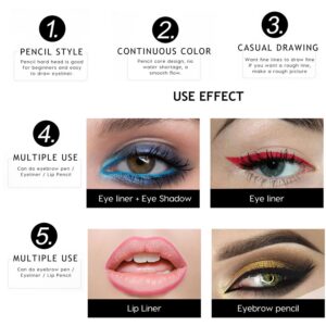 DC-BEAUTIFUL 12Pcs Lot Set 12 Colors Eyeliner Pencil Waterproof Eyebrow Pencil Cosmetics with a Pencil Sharpener