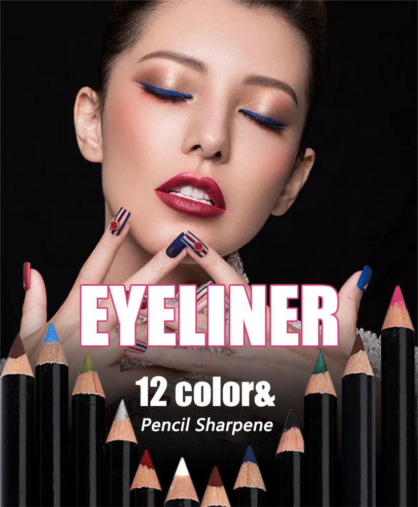 DC-BEAUTIFUL 12Pcs Lot Set 12 Colors Eyeliner Pencil Waterproof Eyebrow Pencil Cosmetics with a Pencil Sharpener