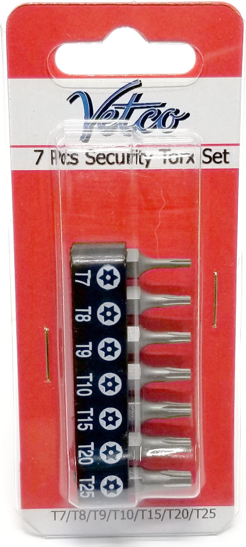 VETCO 7-Piece Security Torx Bit Set T-7, T-8, T-9, T-10, T15, T20, T25