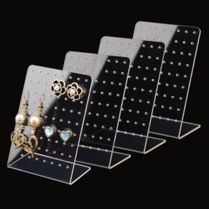 ph pandahall 4 pack 72 holes acrylic earring holder organizer ear studs jewelry storage display rack showcase earrings display stand earring storage for selling retail marketing personal 3x2x4.5inch