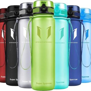 Super Sparrow Water Bottle - 12 oz - BPA & Toxic Free Tritan Water Bottles - One Touch Opening - Leak-proof Plastic Bottle - Kids Water Bottle for Office, Gym, Outdoor, Sports