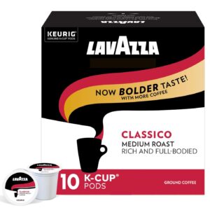 lavazza classico single-serve coffee k-cup® pods for keurig® brewer, medium roast,100% arabica, value pack, full bodied medium roast with rich flavor and notes of dried fruit,10 count (pack of 6)