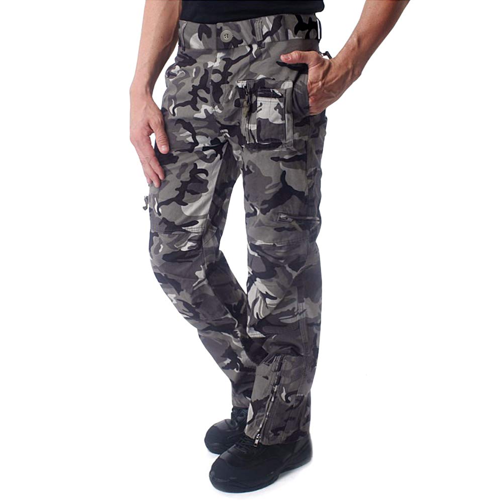 CRYSULLY Men's Summer Outdoors Casual Military Style Pants Tactical Army Multicam Camouflage Cargo Pants