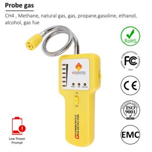 TECHAMOR Natural Gas Detector, Y201 Pro Portable Gas Leak Sniffer, Locating The Source of Propane, Methane, Butane, Natural Gas, LPG and Combustible Gas Leak for Home & RV (Y201)