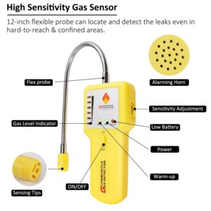 TECHAMOR Natural Gas Detector, Y201 Pro Portable Gas Leak Sniffer, Locating The Source of Propane, Methane, Butane, Natural Gas, LPG and Combustible Gas Leak for Home & RV (Y201)