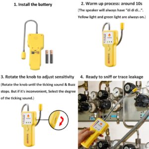 TECHAMOR Natural Gas Detector, Y201 Pro Portable Gas Leak Sniffer, Locating The Source of Propane, Methane, Butane, Natural Gas, LPG and Combustible Gas Leak for Home & RV (Y201)