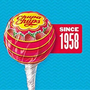 Chupa Chups Candy Lollipops, 5 Assorted Flavors, Drum Display for Parties Office Concessions, 60 Count Drum(Pack of 1)