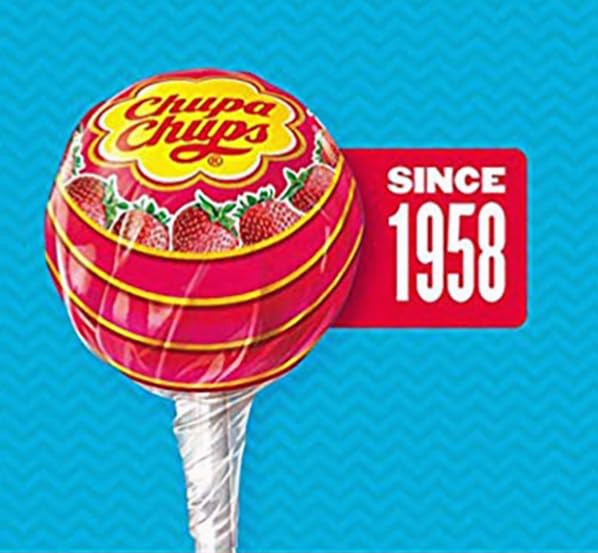 Chupa Chups Candy Lollipops, 5 Assorted Flavors, Drum Display for Parties Office Concessions, 60 Count Drum(Pack of 1)