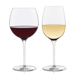 libbey signature red and white wine glasses set of 12, elegant, dishwasher safe glass wine glasses, party wine glasses for birthdays, weddings, & more