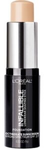 l'oreal paris makeup infallible longwear shaping stick foundation, 401 ivory, 1 tube,0.32 ounce