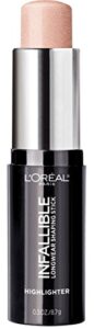 l'oreal paris makeup infallible longwear highlighter shaping stick, up to 24hr wear, buildable cream highlighter stick, 41 slay in rose, 0.3 oz.