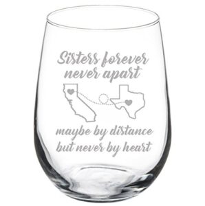 engraved sister wine glass sisters forever white red wine custom personalized long distance sister gift (stemless 17 oz)