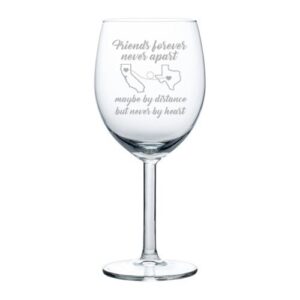 engraved best friend wine glass friends forever white red wine custom personalized long distance friendship gift (standard 10 oz)