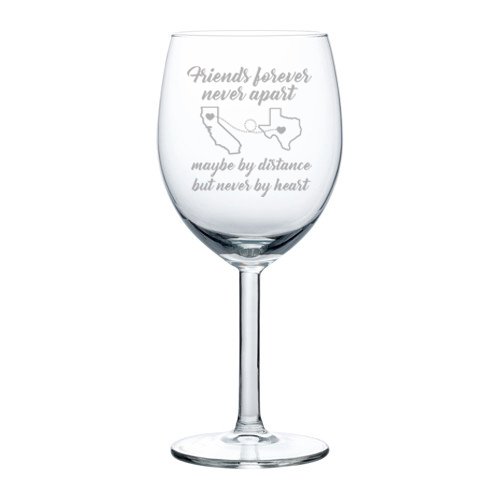 Engraved Best Friend Wine Glass Friends Forever White Red Wine Custom Personalized Long Distance Friendship Gift (Standard 10 oz)