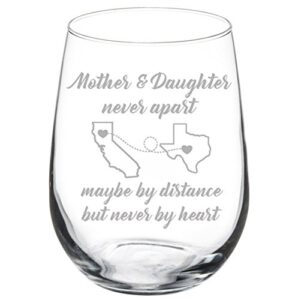 engraved mother wine glass mother daughter white red wine custom personalized long distance mom gift (stemless 17 oz)
