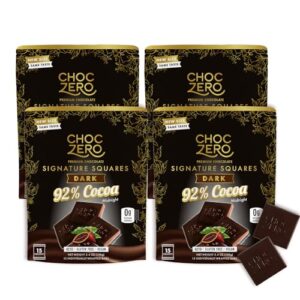 choczero 92% cocoa ultimate dark chocolate, sugar free, low carb, all natural, keto friendly, 5.4oz (pack of 4)