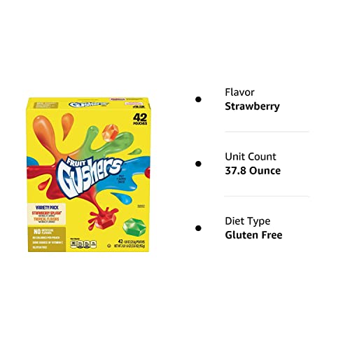 Fruit Fruit Fruit Gushers Variety Pack, Strawberry Splash & Tropical (42 ct.) A1