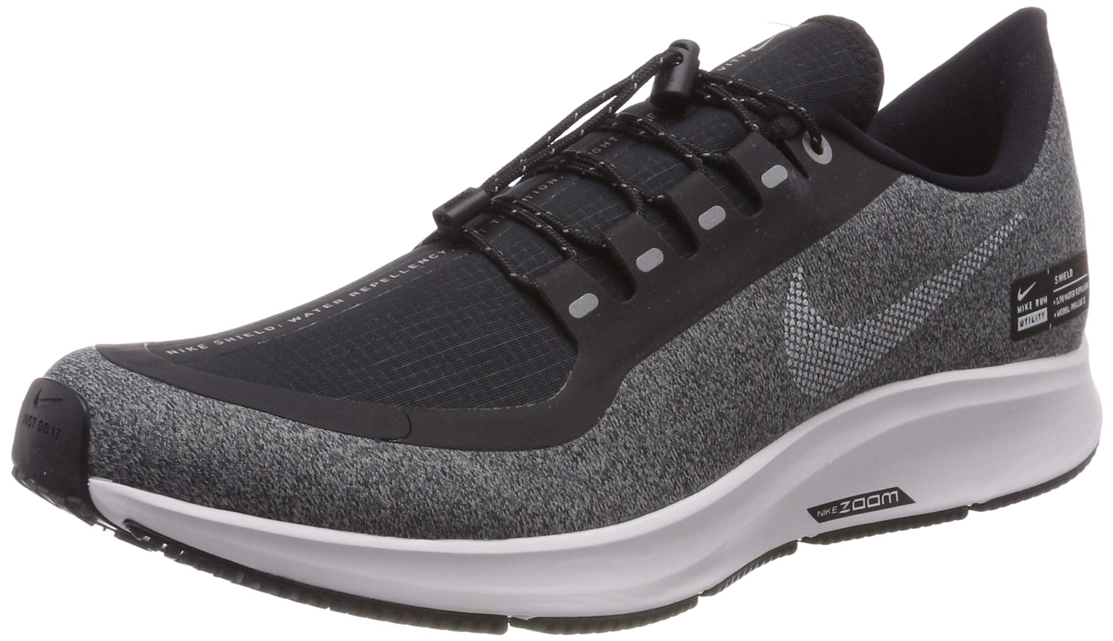 Nike Womens Air Zoom Pegasus 35 Shield Fabric Low Top Lace Up Running Sneaker, Black/White-cool Grey Noir/Gris Frais/Blanc, 6