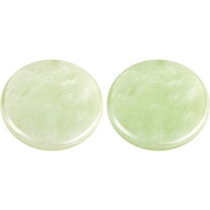 2 pieces jade stone for lash glue eyelash extension round jade stone lash glue holders adhesive pallet fake eye lash holder base 2 inch (green)