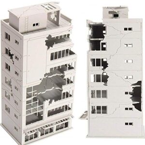 EatingBiting N Scale 1/144 1:144 Ruined Damaged Building After War Assembling Model Outland Realism Scene for DIY Sand Table Garden Micro Landscape Ornaments Decor Supply DIY Player Spray Painting