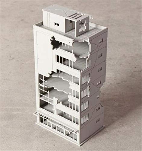 EatingBiting N Scale 1/144 1:144 Ruined Damaged Building After War Assembling Model Outland Realism Scene for DIY Sand Table Garden Micro Landscape Ornaments Decor Supply DIY Player Spray Painting