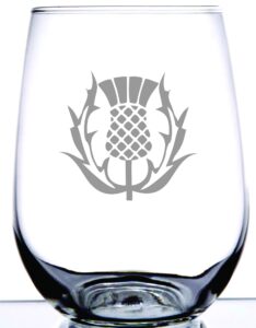scottish thistle stemless wine glass | national symbol of scotland gaelic and celtic regions | perfect for scot friends and family and outlander and highlander fans