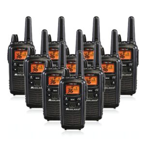 midland lxt600vp3 36 channel frs two-way radio - up to 30 mile range walkie talkie - black (pack of 10)