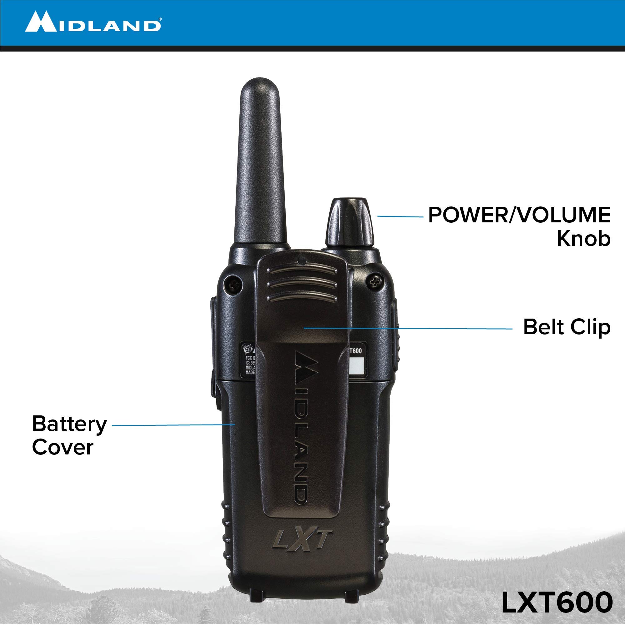 Midland LXT600VP3 36 Channel FRS Two-Way Radio - Up to 30 Mile Range Walkie Talkie - Black (Pack of 10)