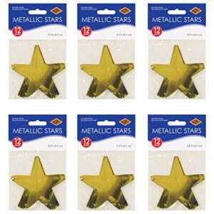 Beistle S57027-GDAZ6 Metallic Star Cutouts, 72 Piece, 3.5", Gold