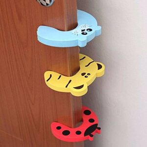 VizGiz 7 Pack Finger Pinch Guard Door Stopper Baby Children Safety Cartoon 7 Animals Stop Clip Silencer Clamp Anti-Slamming Anti-Lock Hand Guards Security EVA Foam Cushion for Parents Kids Toddlers