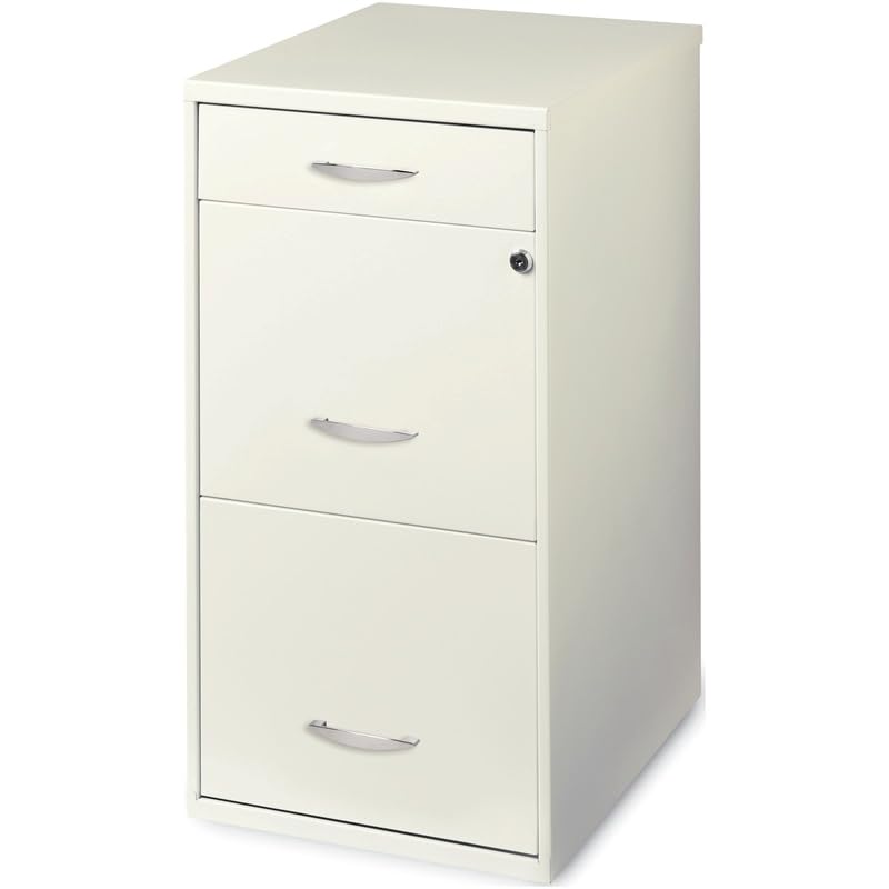 Scranton & Co 3-Drawer Contemporary Metal File Cabinet in Pearl White