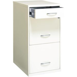 Scranton & Co 3-Drawer Contemporary Metal File Cabinet in Pearl White
