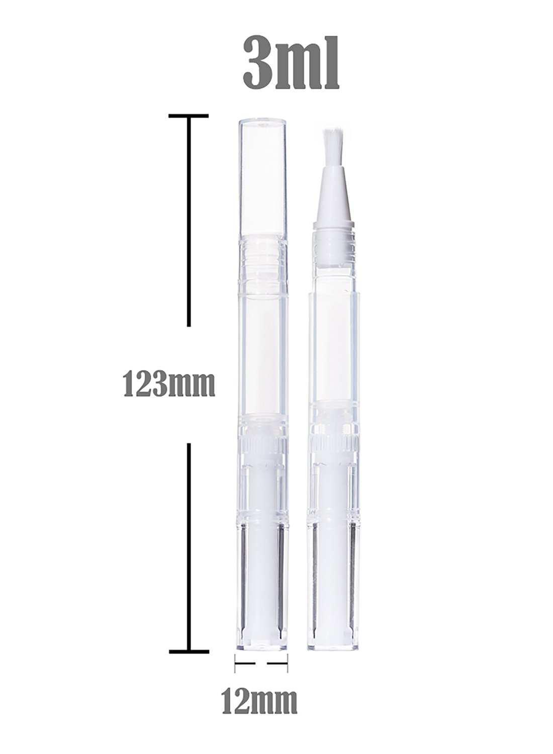 TWY 10 Pack 3ml Transparent Empty Nail Oil Twist Pen Cosmetic Container Lip Gloss Brush Applicators Eyelash Growth Liquid Tube with 10 Pack 3ml Plastic Graduated Transfer Pipettes