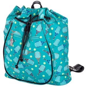 sydney love sport serve it up tennis racquet backpack, turquoise