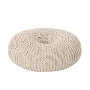 christopher knight home truda knitted cotton donut pouf, dark grey