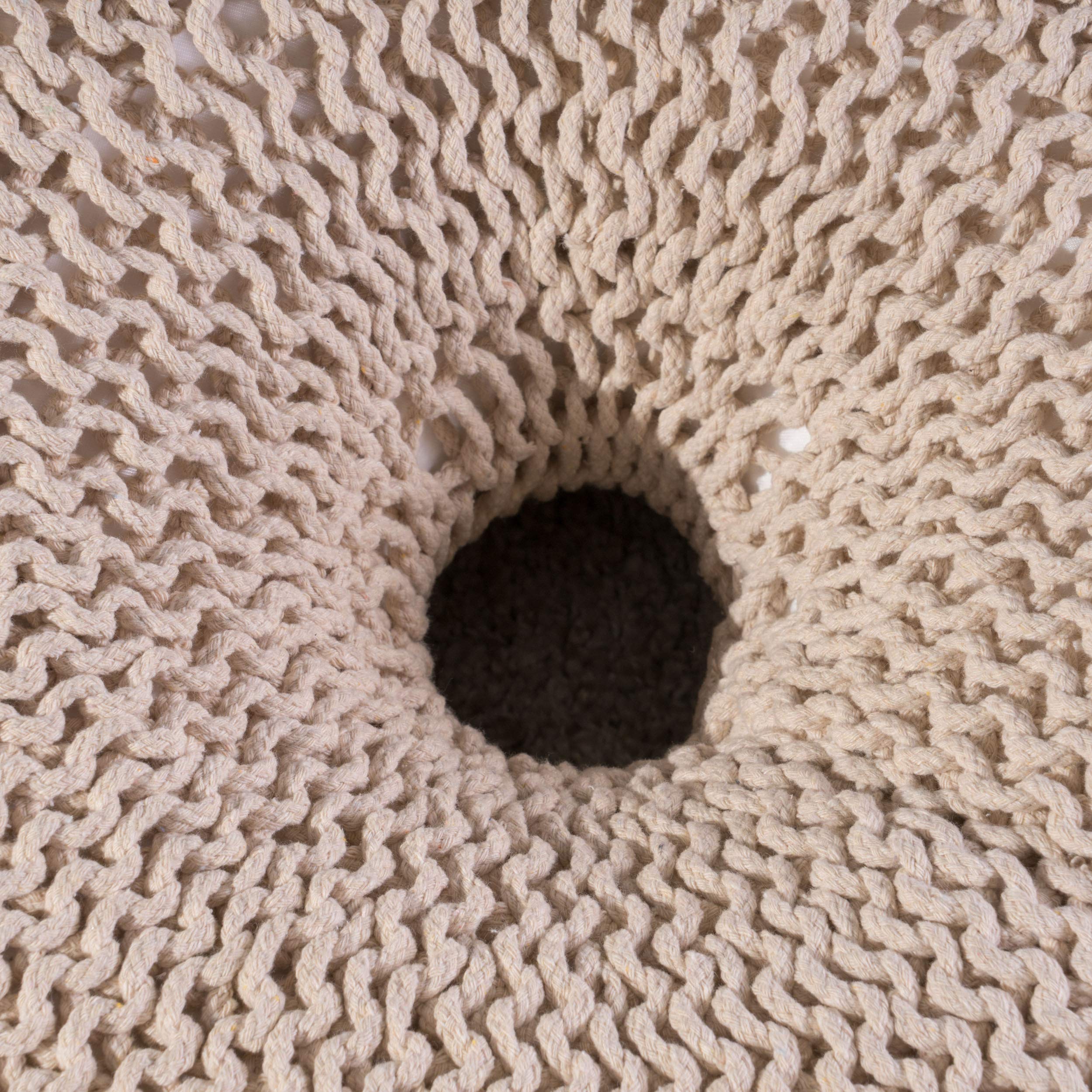 Christopher Knight Home Truda Knitted Cotton Donut Pouf, Dark Grey