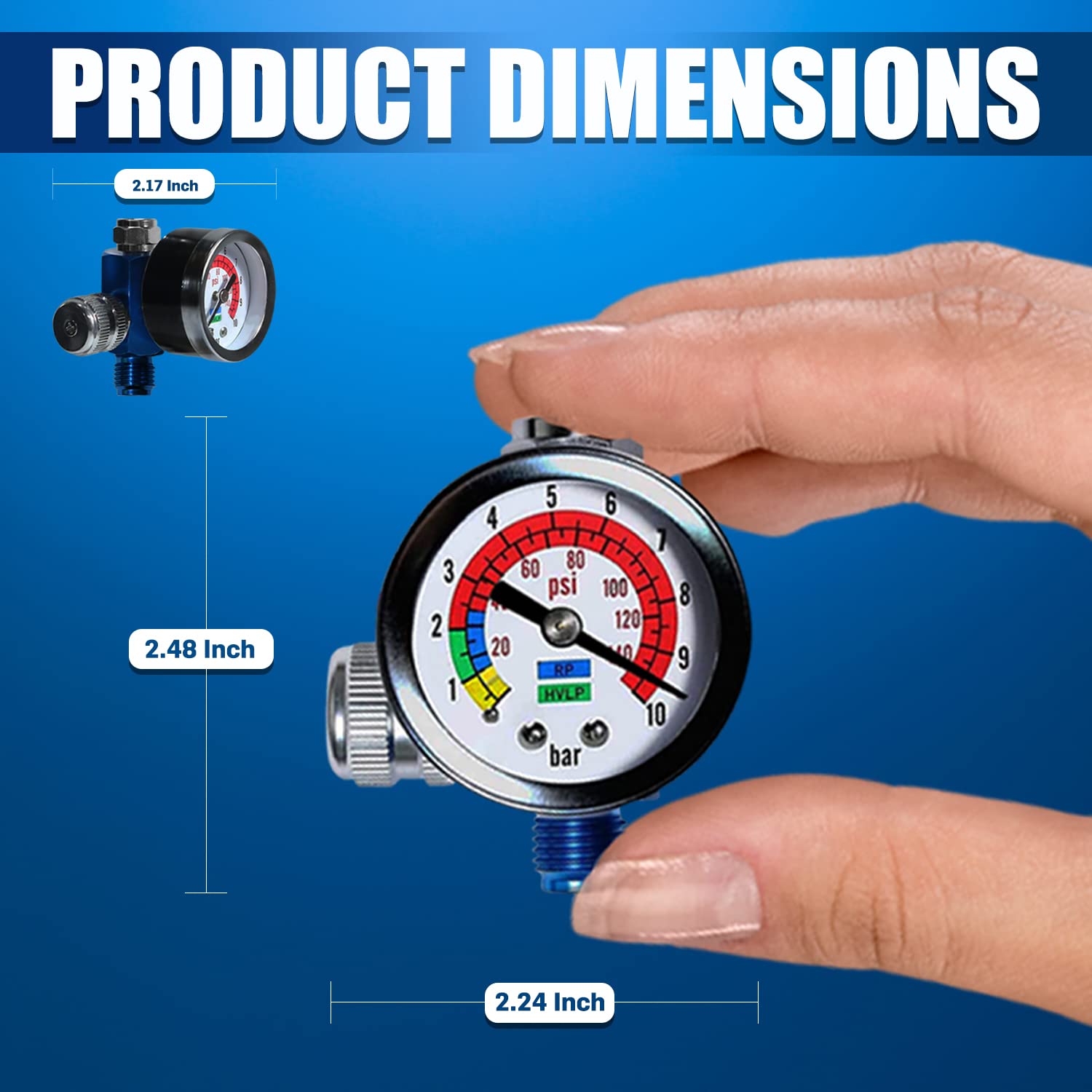 LE LEMATEC Air Compressor Regulator Valve with Pressure Gauge, for Precise Control in Air/Pneumatic Tool Applications, Spray Painting, Tire Inflation and More, ¼ NPT, 0-150 PSI (AR-01)