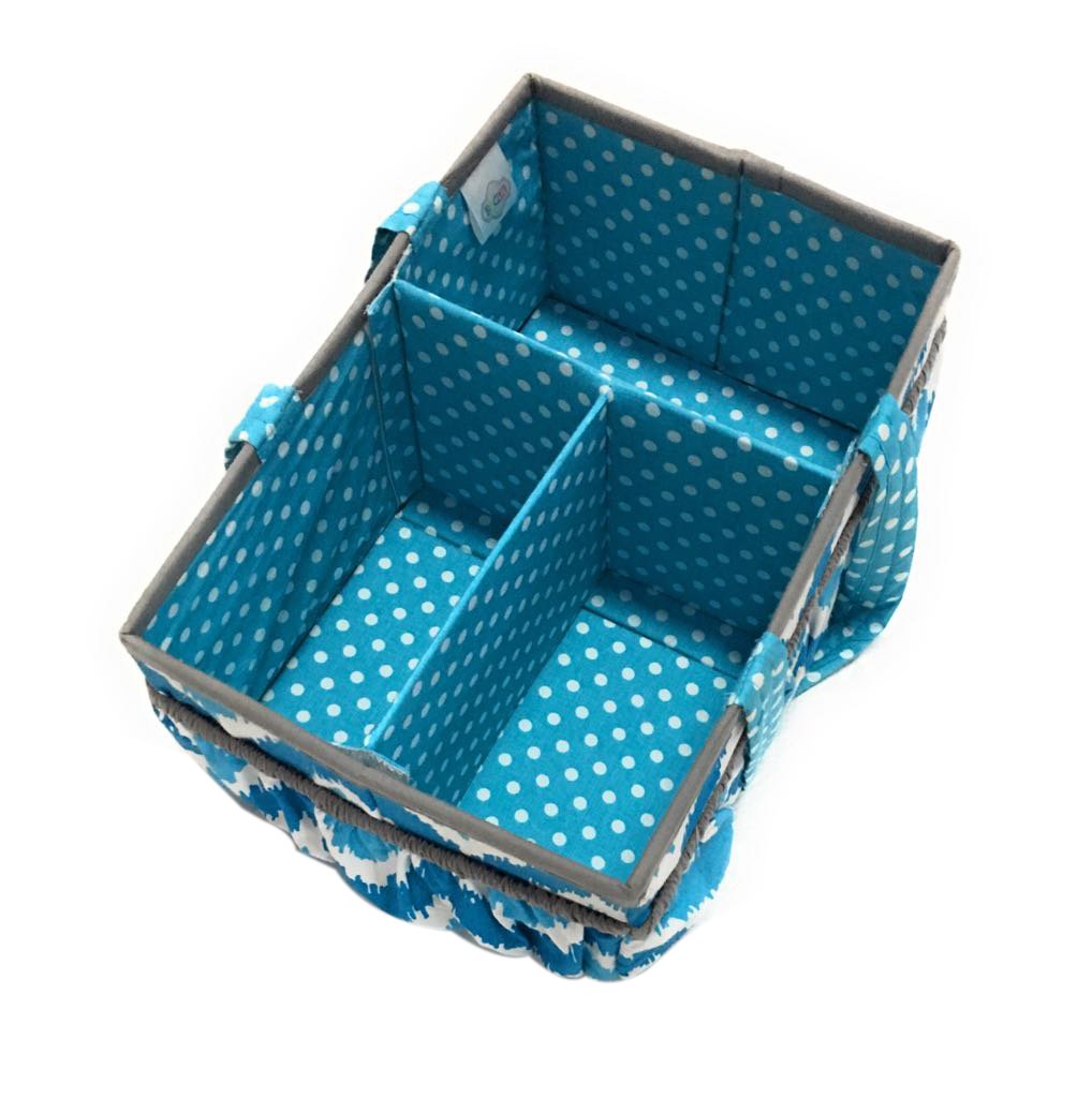 Bacati Mix and Match Nursery Fabric Storage Caddy with Handles, Turquoise