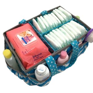 Bacati Mix and Match Nursery Fabric Storage Caddy with Handles, Turquoise