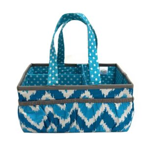 Bacati Mix and Match Nursery Fabric Storage Caddy with Handles, Turquoise