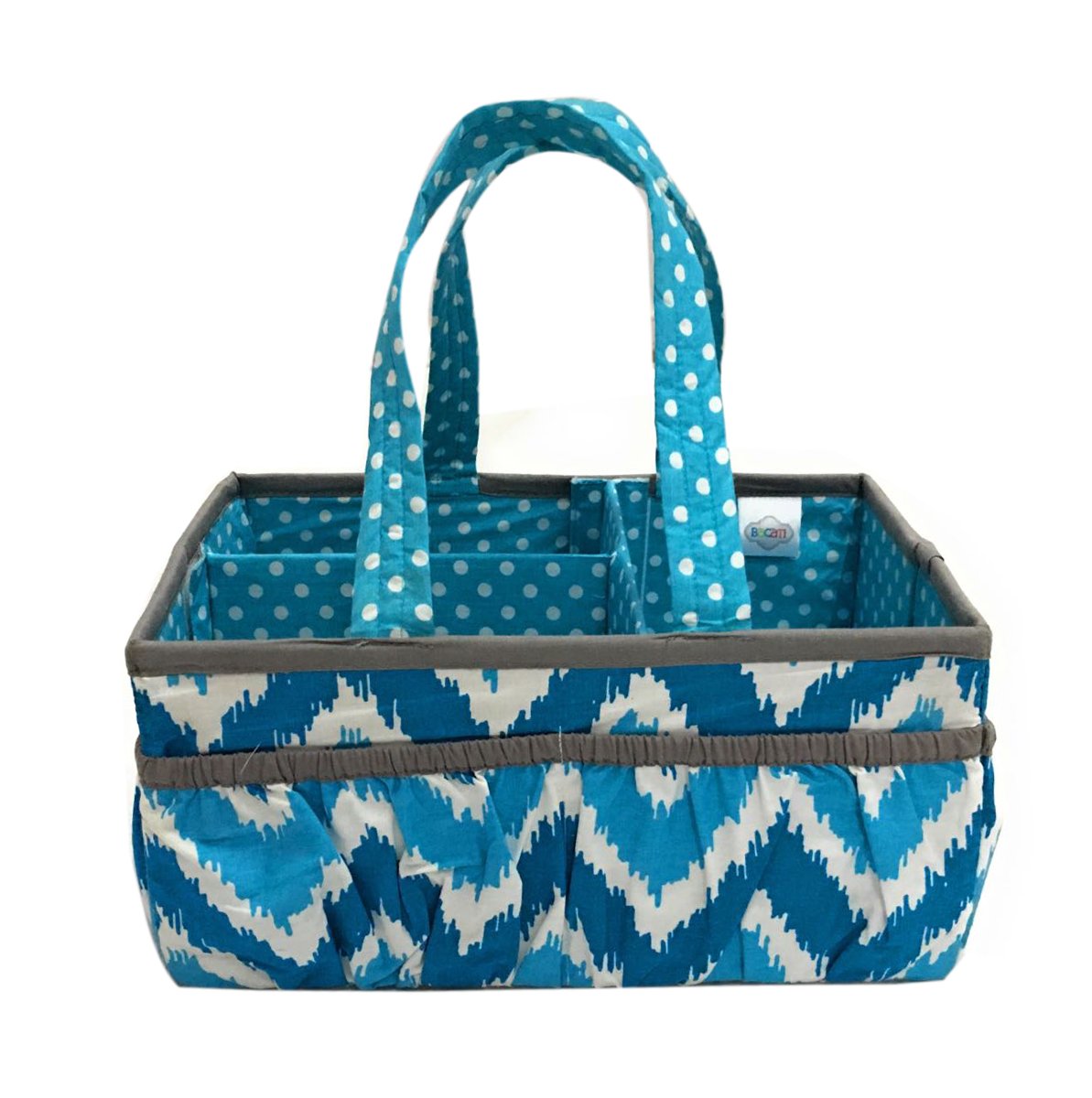 Bacati Mix and Match Nursery Fabric Storage Caddy with Handles, Turquoise