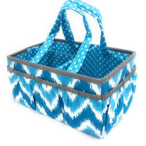 Bacati Mix and Match Nursery Fabric Storage Caddy with Handles, Turquoise