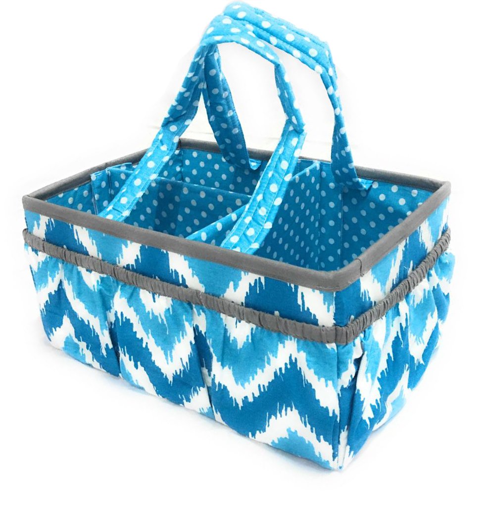 Bacati Mix and Match Nursery Fabric Storage Caddy with Handles, Turquoise