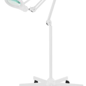 (New Model) Neatfi Bifocals 1,200 Lumens Super LED Magnifying Floor Lamp with 5 Wheels Rolling Base, 5 Diopter with 20 Diopter, Dimmable, Adjustable Arm Magnifier (5 Inches, White)