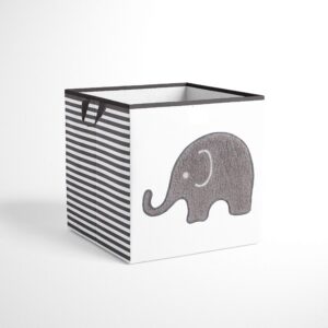 bacati elephants unisex fabric storage box/tote, grey