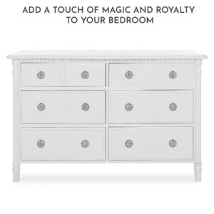 Evolur Julienne Double Dresser In Brush White, Comes With Six Spacious Drawers, Included Anti-Tip Kit, Dresser For Nursery, Bedroom, Wooden Nursery Furniture