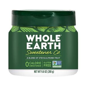 whole earth stevia & monk fruit plant-based sweetener, 9.8 ounce jar