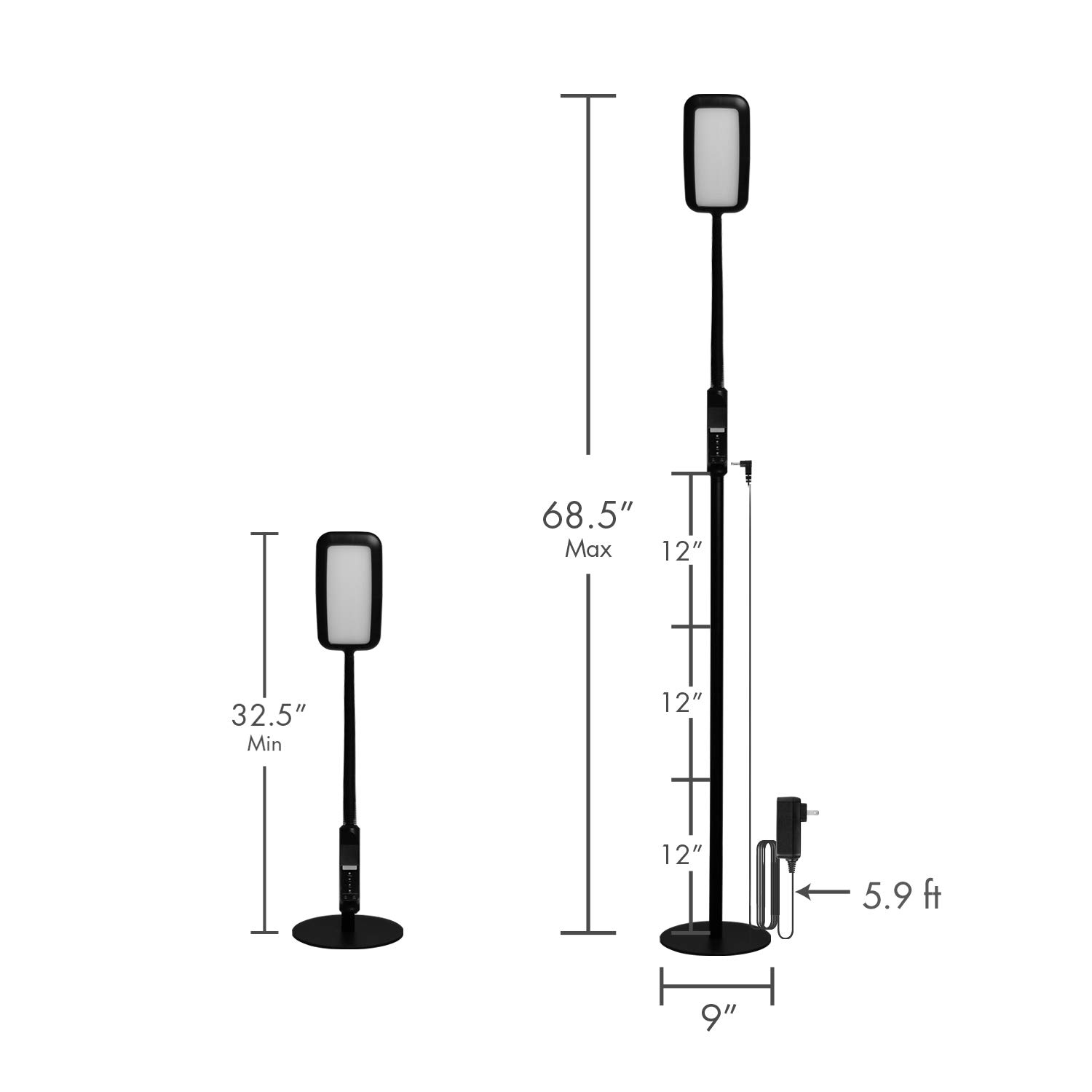 Tenergy LED Floor Lamp Desk Lamp, 2-in-1 Dimmable Task Lamp, 60-Min Timer, Flexible Gooseneck, Touch Control Floor Lamp for Reading/Crafting, 2000 Lumens