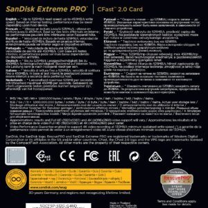 SanDisk 512GB Extreme PRO CFast 2.0 Memory Card - SDCFSP-512G-G46D