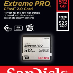 SanDisk 512GB Extreme PRO CFast 2.0 Memory Card - SDCFSP-512G-G46D